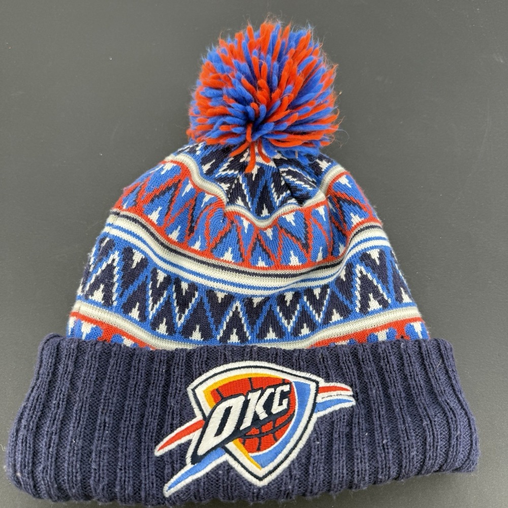 Thunder Hat OKC Oklahoma City Mitchell and Ness Stocking Cap Winter Beanie NBA